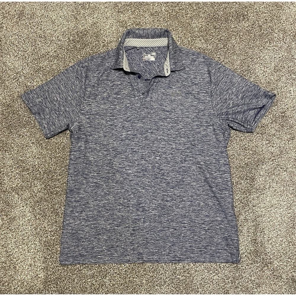 Under Armour Heatgear Men's Loose Fit Golf Polo LG Heathered Blue Indigo‎